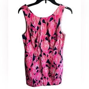 Lilly Pulitzer Mila Shift Dress High‎ Tide Navy Via Amor Flamingos Size 4